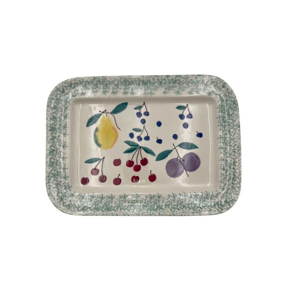Vintage Hartstone Cream Fruit Salad USA Rectangular Serving Platter 15.5 x 11.5"
